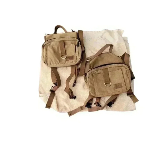 OneTigris Beige Canvas Tactical Dog  Harness Medium Brown Handled Vest Set Of 2 - Picture 1 of 6
